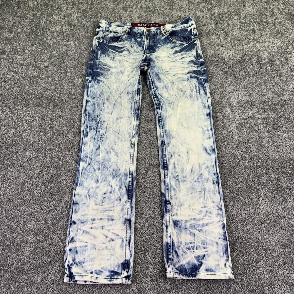 Kaalu Euro Jeans Mens 32x32 Blue K975 Acid Wash Straight Leg Denim Casual Logo